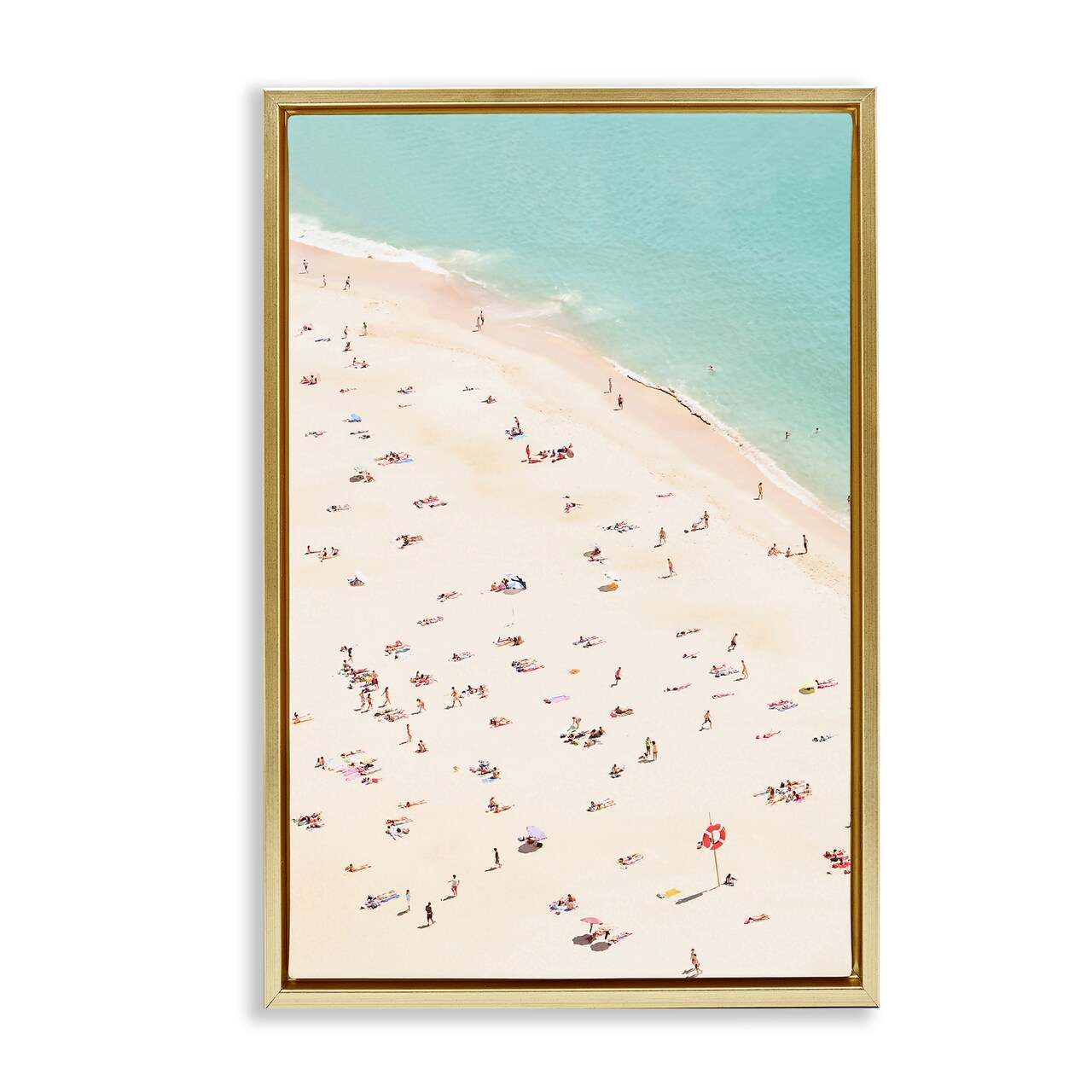 Stupell Industries Summer Beachgoer Crowd Framed Floater Canvas Wall Art Design by Sisi and Seb